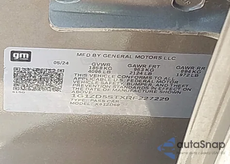 2024 Chevrolet Malibu Fwd 1Lt из США, поврежденный, VIN 1G1ZD5STXRF227229